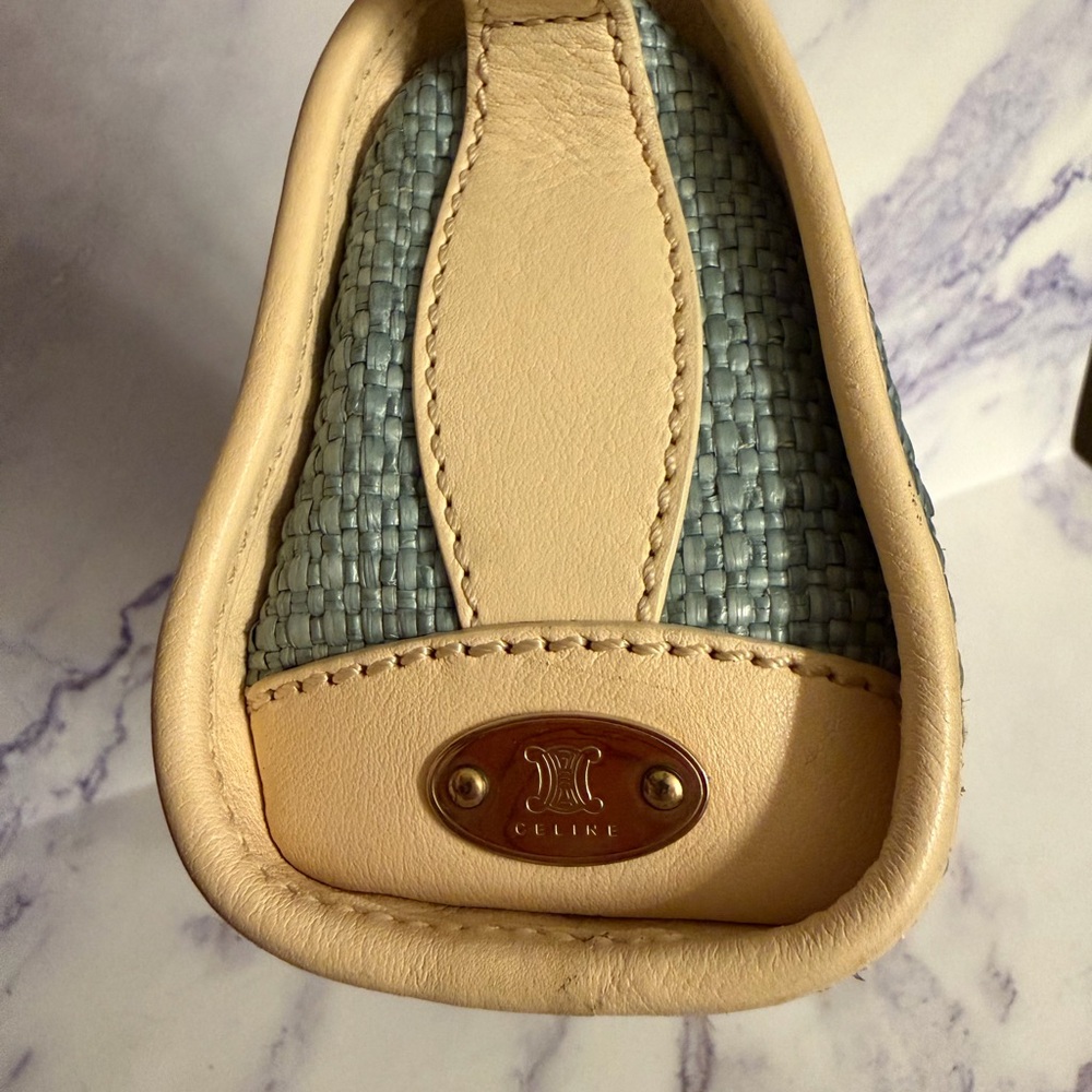 Authentic Celine Blue Raffia and Tan Bag - Picture 2 of 9